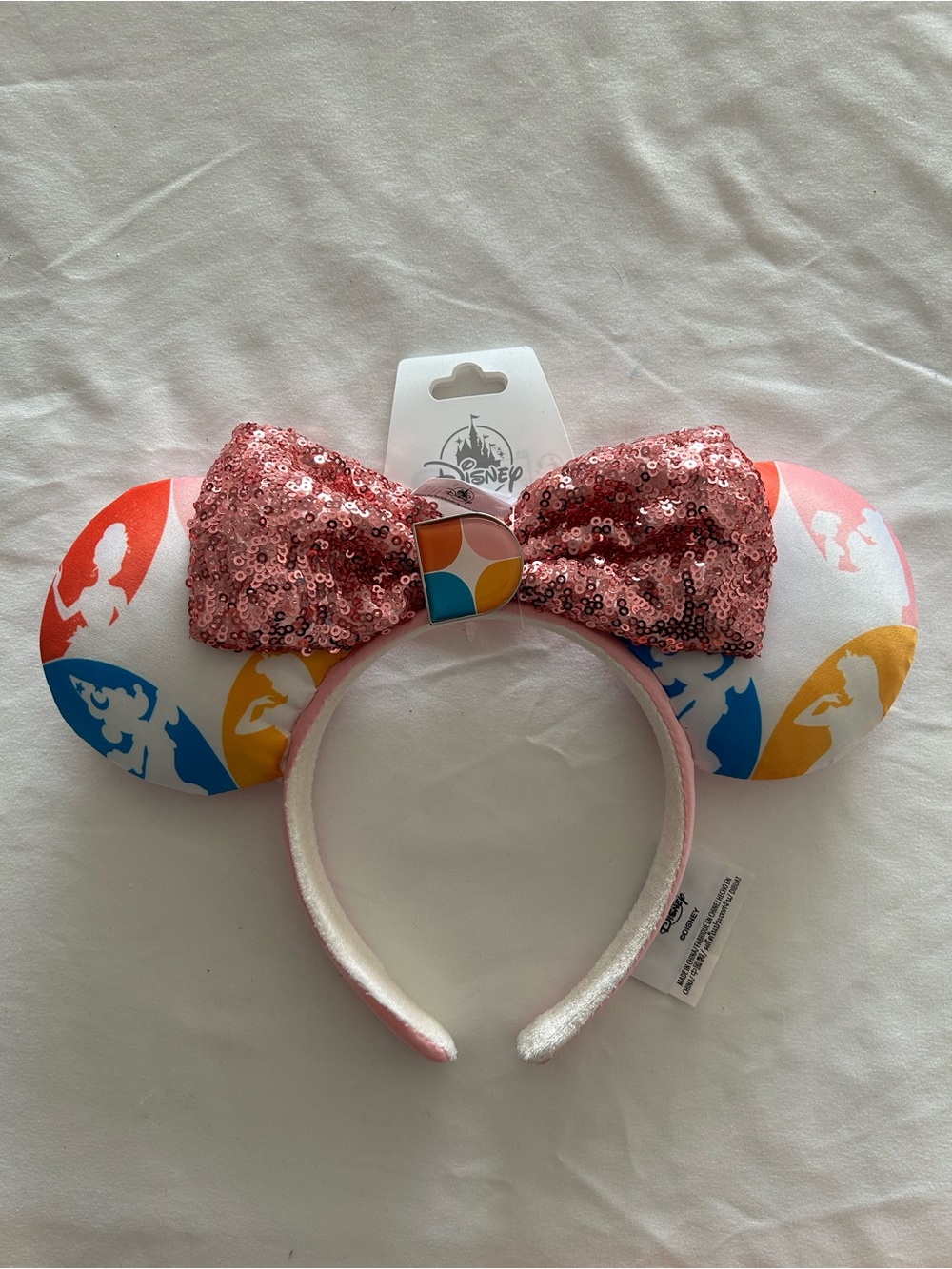 Disney Pink Sequin Bow Minnie Ears Headband - Silver Accents